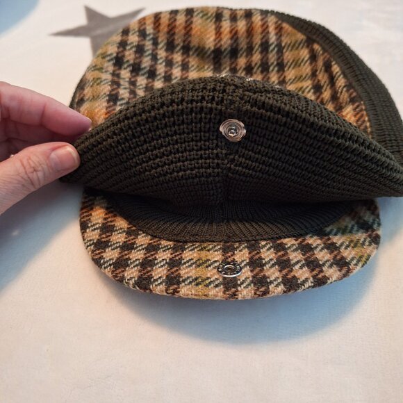Vintage Autofit Brown Plaid Wool Blend Newsboy Cap Cabbie Hat Made In Scotland - Picture 3 of 7